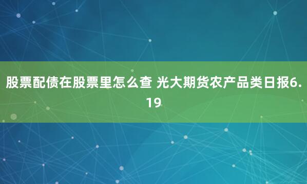 股票配债在股票里怎么查 光大期货农产品类日报6.19